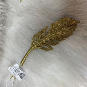 Macys NEW Gold Feather Christmas Ornament